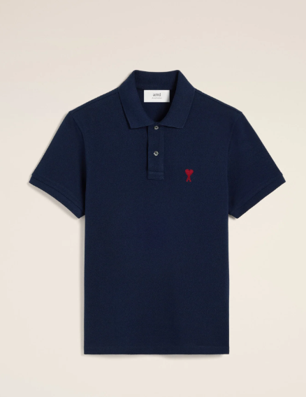 Navy Cotton Ami de Coeur Polo Shirt UNISEX