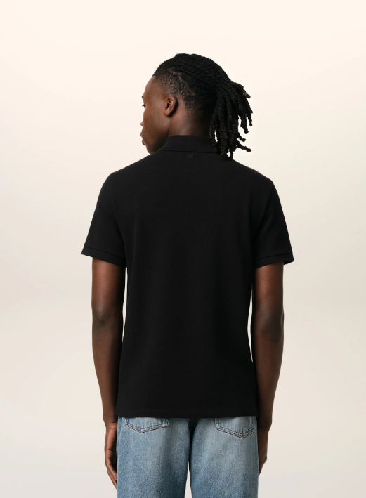 Black Cotton Ami de Coeur Polo Shirt UNISEX
