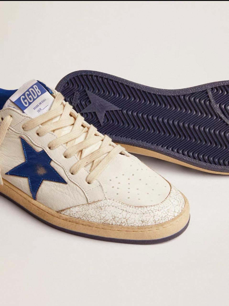 Ball Star para hombre de napa blanca con estrella y talón azul