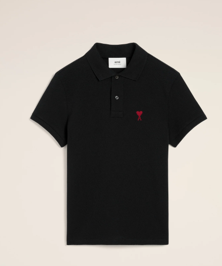 Black Cotton Ami de Coeur Polo Shirt UNISEX